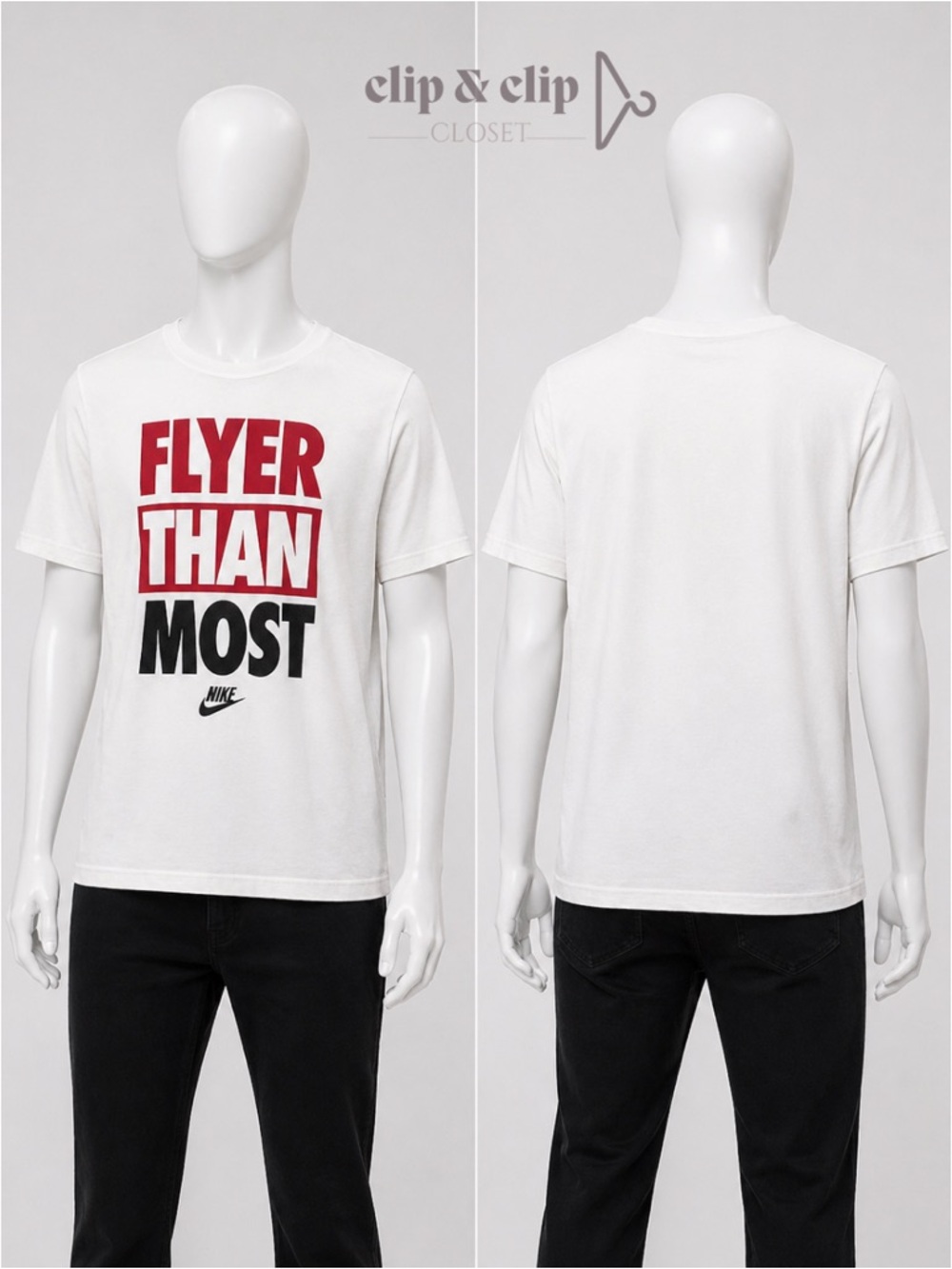 Nike White Short-Sleeve Tee with Red and Black 'Flyer Than Most' Graphic